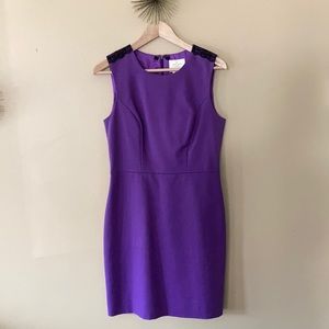 Kate Spade Purple dress black lace shoulder 10